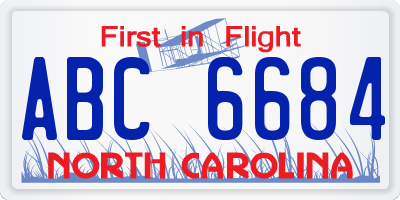 NC license plate ABC6684