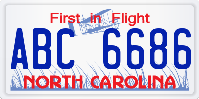 NC license plate ABC6686