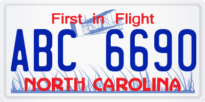 NC license plate ABC6690