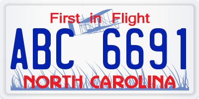 NC license plate ABC6691