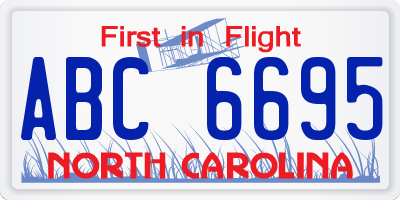 NC license plate ABC6695