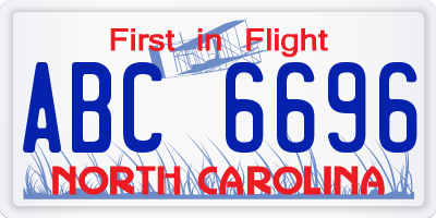 NC license plate ABC6696