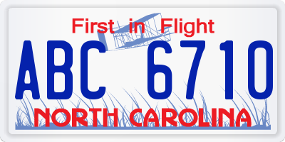 NC license plate ABC6710