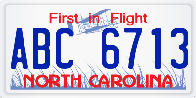 NC license plate ABC6713