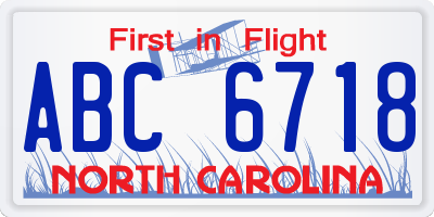NC license plate ABC6718