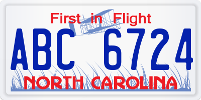 NC license plate ABC6724