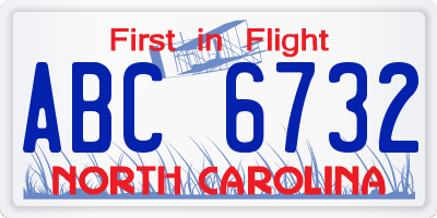 NC license plate ABC6732