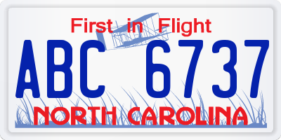 NC license plate ABC6737