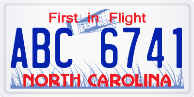 NC license plate ABC6741