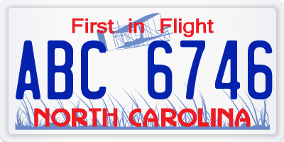 NC license plate ABC6746