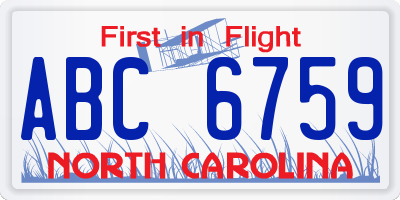 NC license plate ABC6759