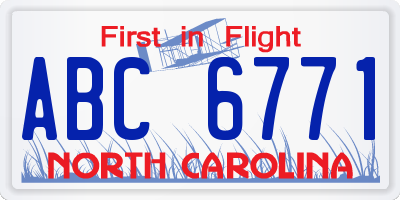 NC license plate ABC6771