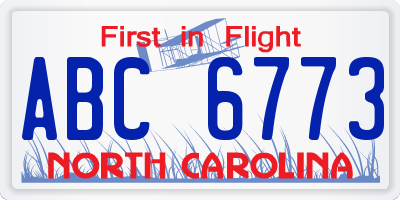 NC license plate ABC6773