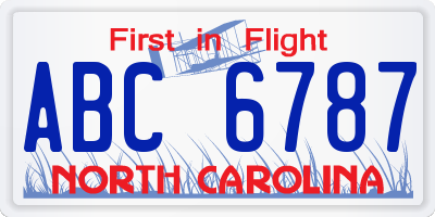 NC license plate ABC6787
