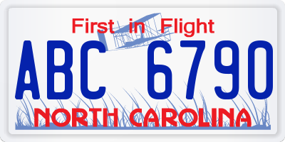 NC license plate ABC6790