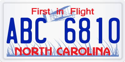 NC license plate ABC6810
