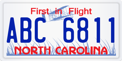 NC license plate ABC6811