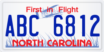 NC license plate ABC6812