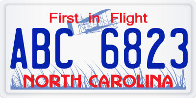 NC license plate ABC6823