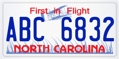 NC license plate ABC6832