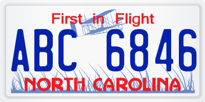 NC license plate ABC6846
