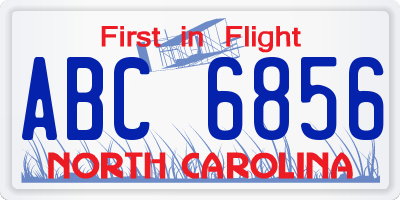 NC license plate ABC6856