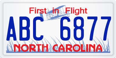 NC license plate ABC6877