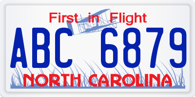 NC license plate ABC6879