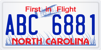 NC license plate ABC6881