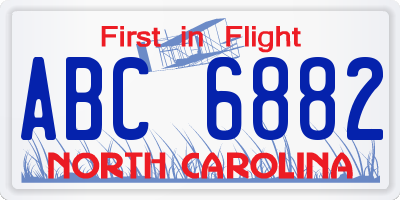 NC license plate ABC6882