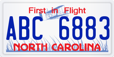 NC license plate ABC6883