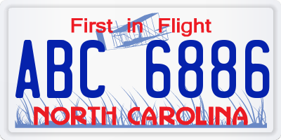NC license plate ABC6886