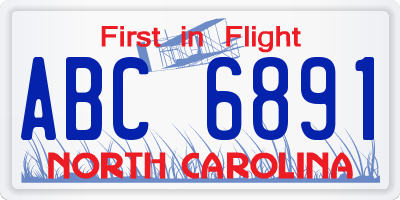 NC license plate ABC6891