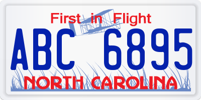 NC license plate ABC6895