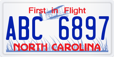 NC license plate ABC6897