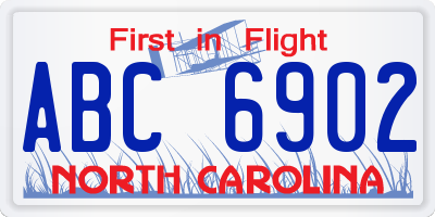 NC license plate ABC6902
