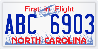 NC license plate ABC6903