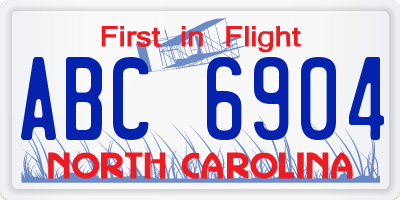 NC license plate ABC6904