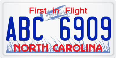 NC license plate ABC6909