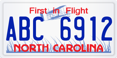 NC license plate ABC6912