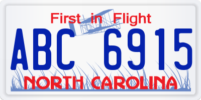 NC license plate ABC6915