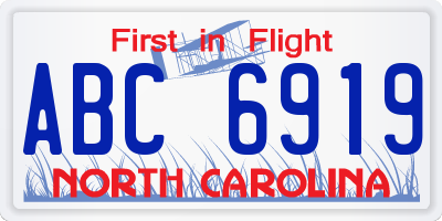 NC license plate ABC6919