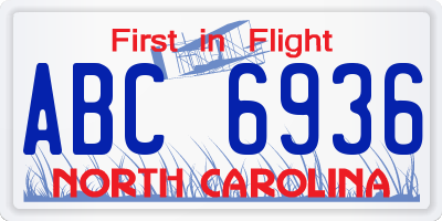 NC license plate ABC6936