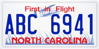 NC license plate ABC6941