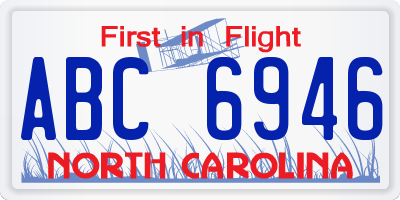 NC license plate ABC6946