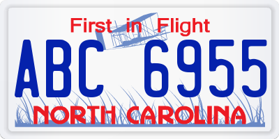 NC license plate ABC6955
