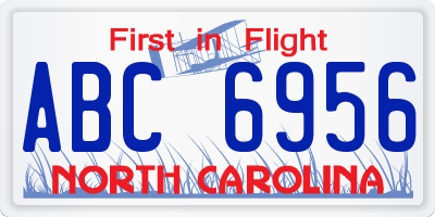 NC license plate ABC6956