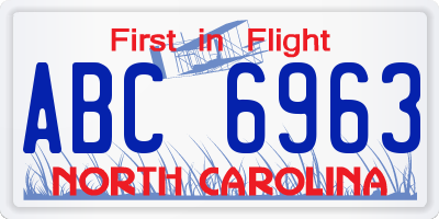 NC license plate ABC6963