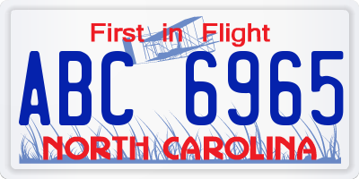 NC license plate ABC6965