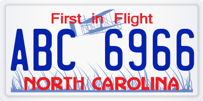 NC license plate ABC6966